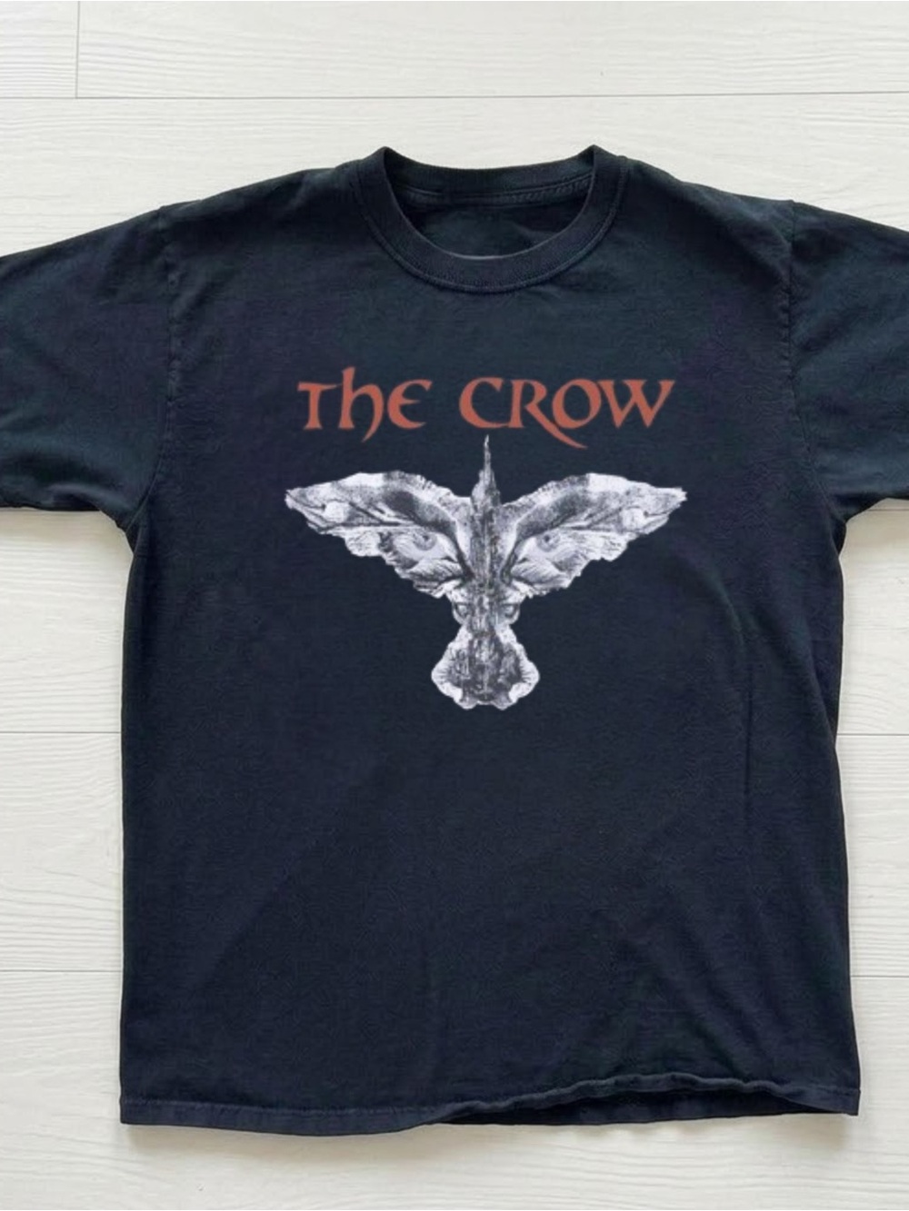 Gildan The Crow Black T‑Shirt with White and Rust Graphic